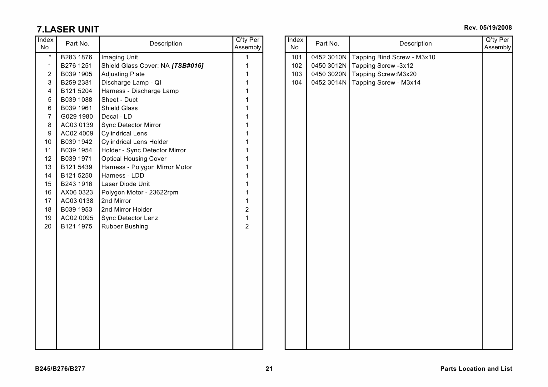 RICOH Options B245 B276 B277 Parts Catalog PDF download-6